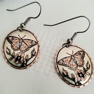 Vintage Butterfly Silver/Copper Earrings